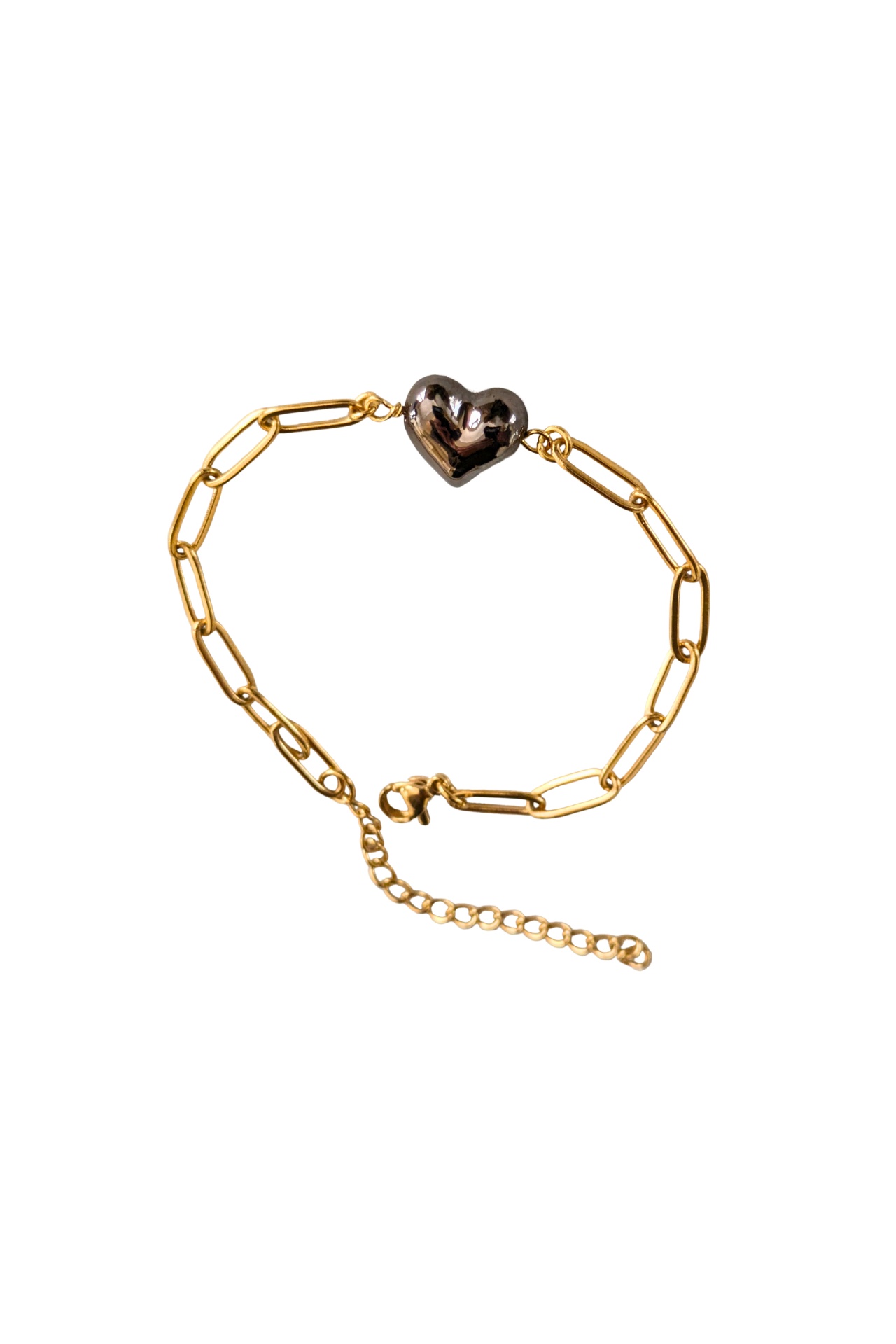 Bracelet cœur chaine trombone noir