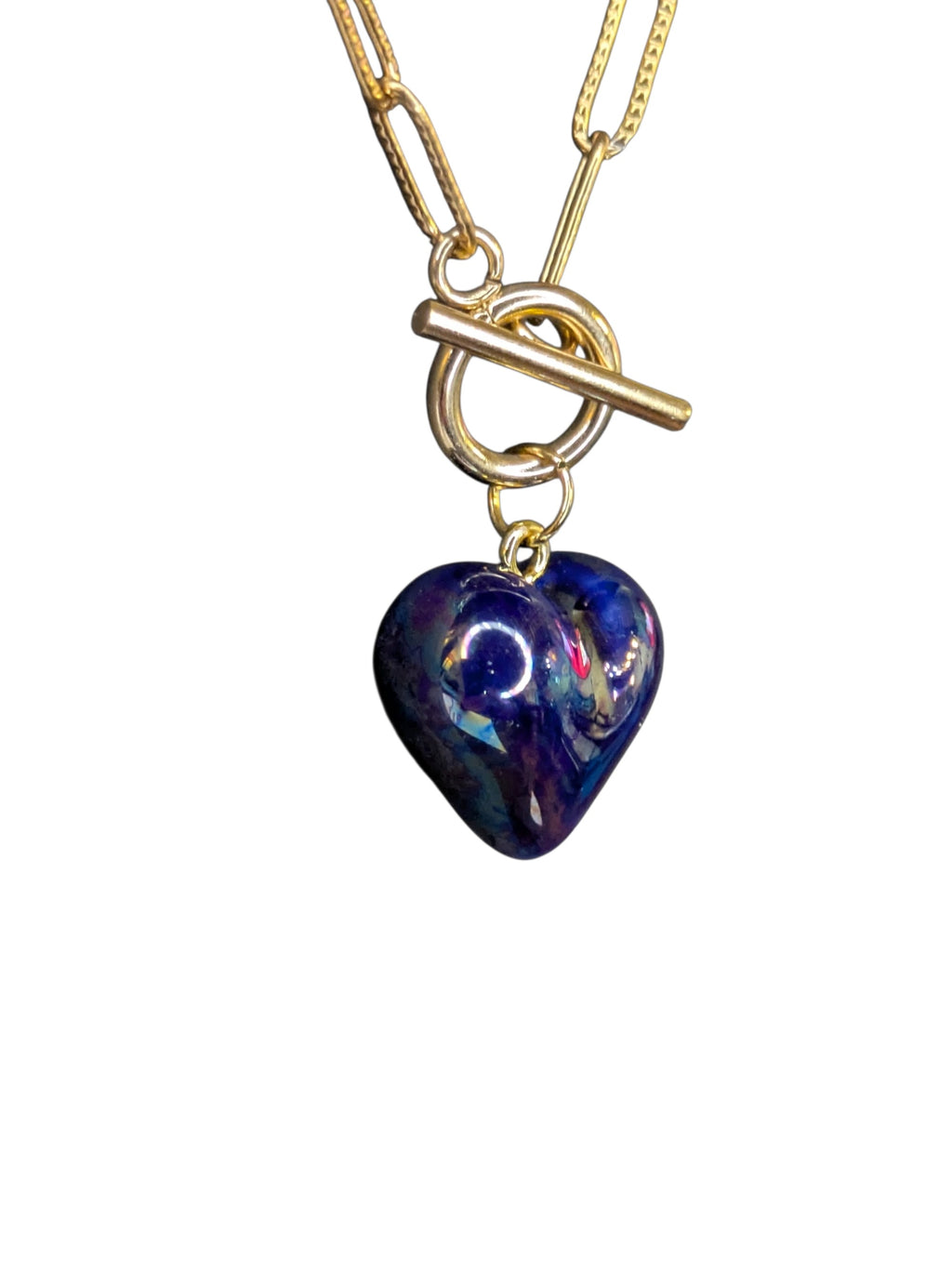 Collier cœur volume petit modèle bleu saphir