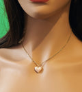 Collier petit cœur rose sur chaîne