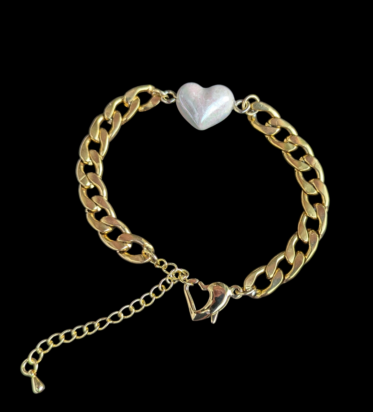 Bracelet gourmette cœur blanc